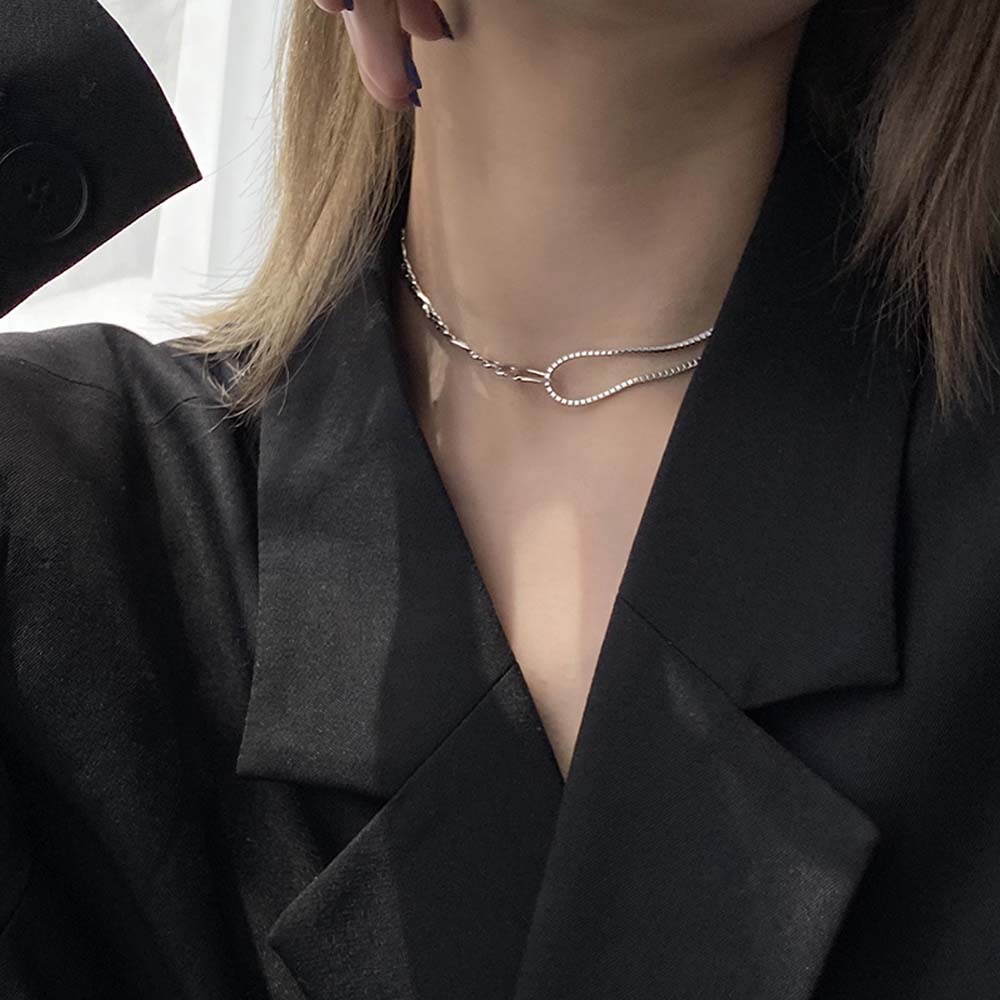 Dây chuyền hợp kim đính đá nhiều màu thời trang cho nữ