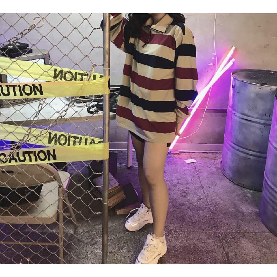 UNISEX - POLO ZIP - ÁO THUN CỔ ZIP - STRIPPED SWEATER