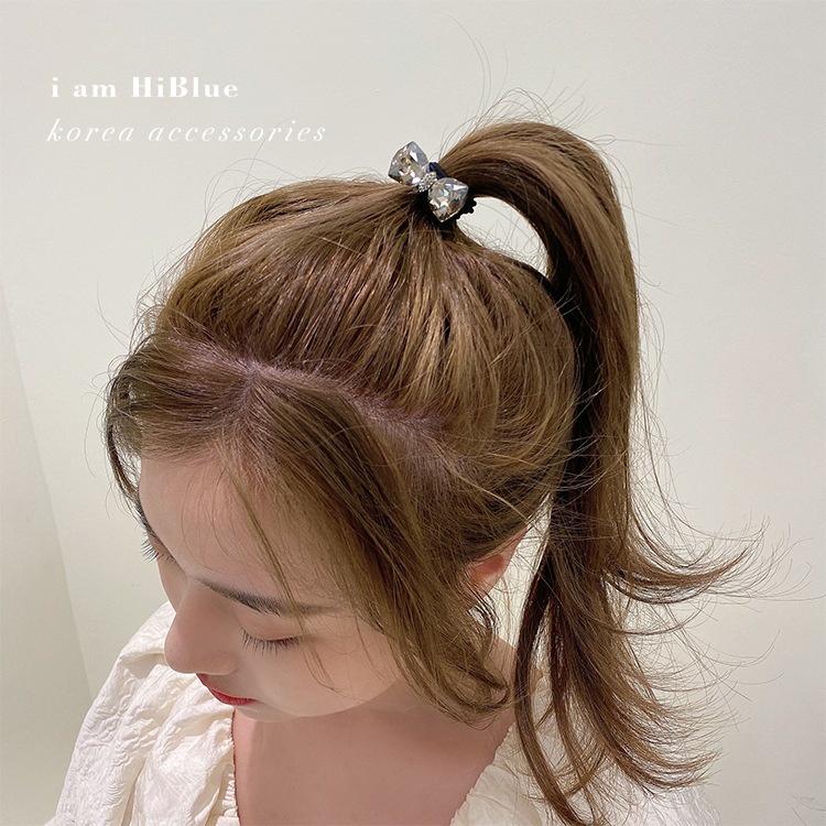 Dây Thun Cột Tóc Hình Nơ Đính Đá Pha Lê Thiết Kế Đơn Giản 2022 Thời Trang Cho Nữ