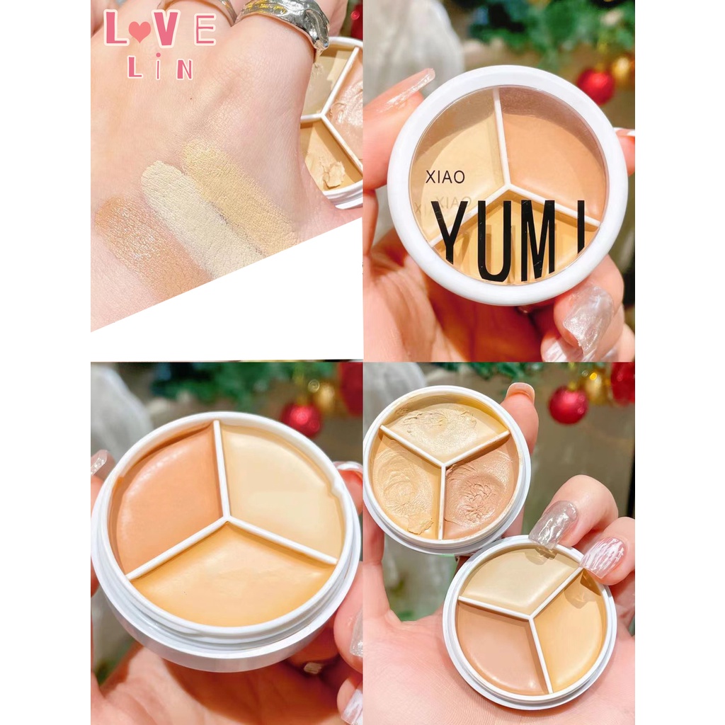 【lovelin】XIAOYUMI Kem Che Khuyết Điểm Ba Màu Mềm Mại Che Quầng Thâm Vết Mụn Và Vết Mụn Hoàn Hảo