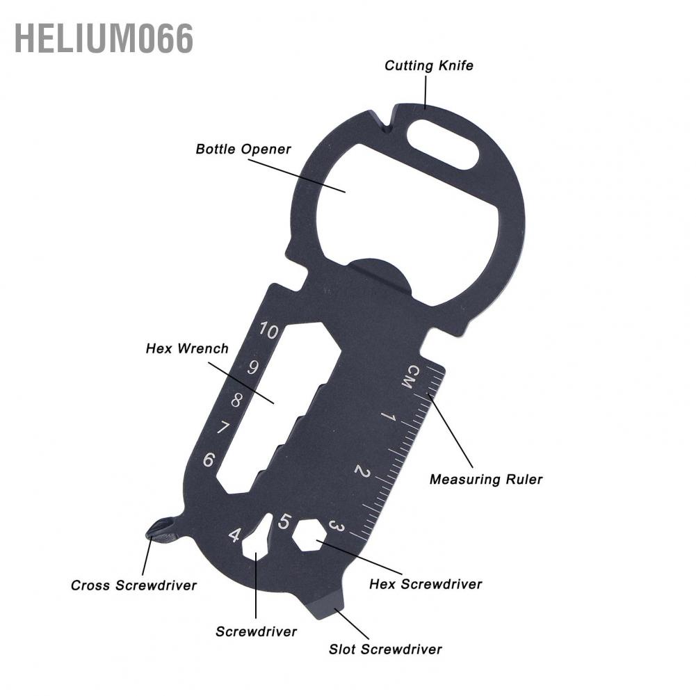 Helium066 Thẻ đa năng bằng thép không gỉ Dụng cụ mở tua vít Tua Dao cờ lê Thước cho ngoài trời