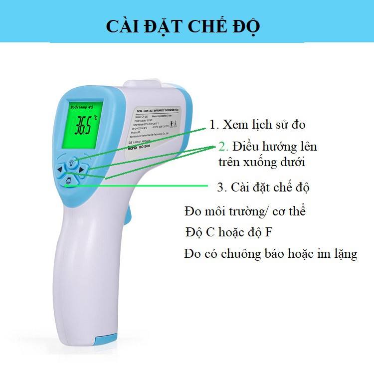 Máy Đo Nhiệt Độ ❤️FREESHIP❤️Súng bắn nhiệt độ cảm biến hồng ngoại đo trán