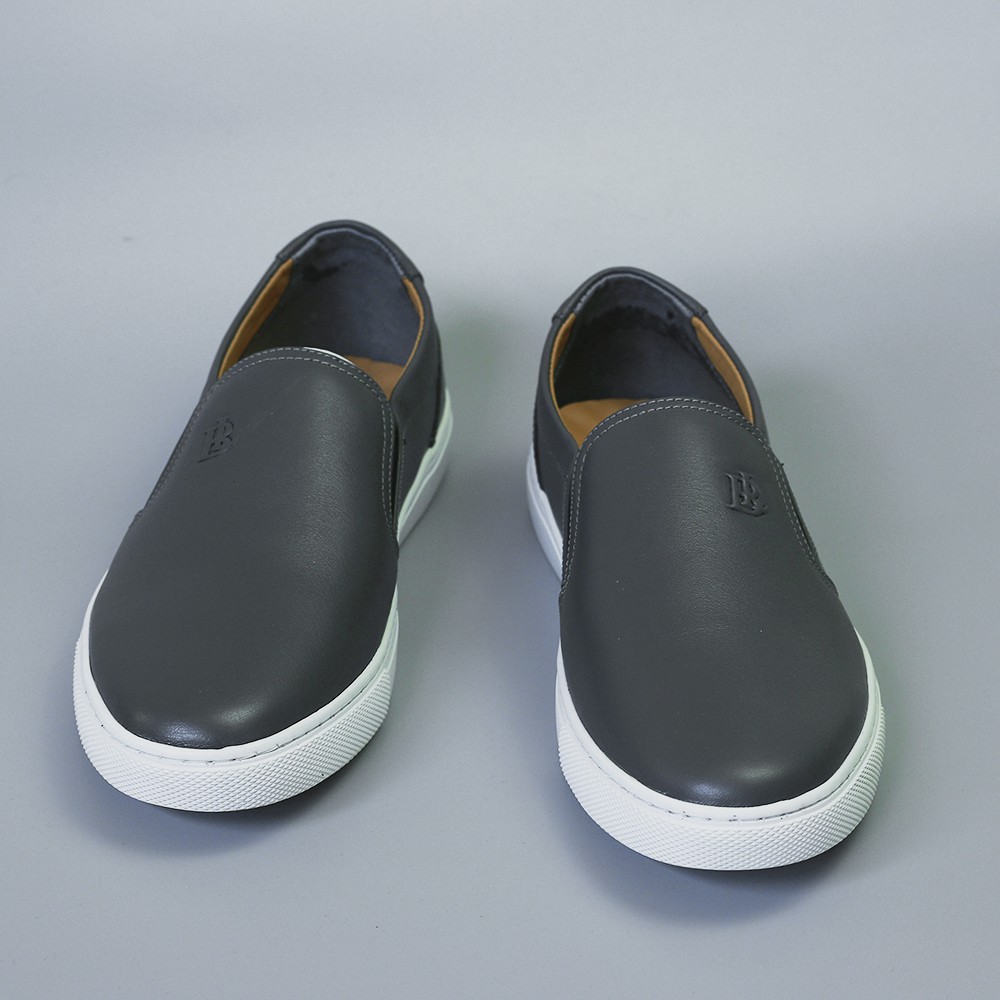 Giày lười slip on ZL08 Ghi Xám cực đẹp - Giày lười nam da bò giá rẻ BH 12 tháng | BigBuy360 - bigbuy360.vn