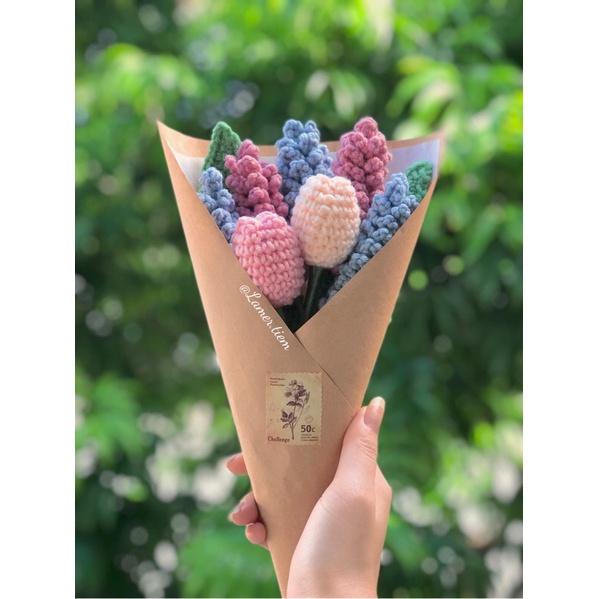 Bó hoa bằng len Handmade làm quà tặng sinh nhật, kỉ niệm