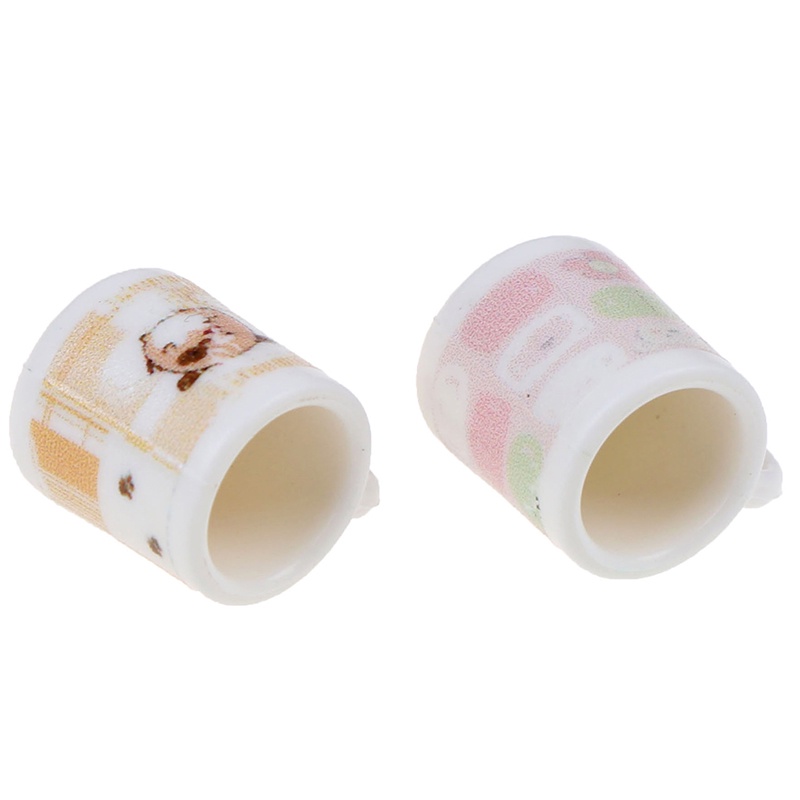 Bộ 2 Tách Trà / Cà Phê Mini Tỉ Lệ 1 / 12 Dùng Để Trang Trí Nhà Búp Bê