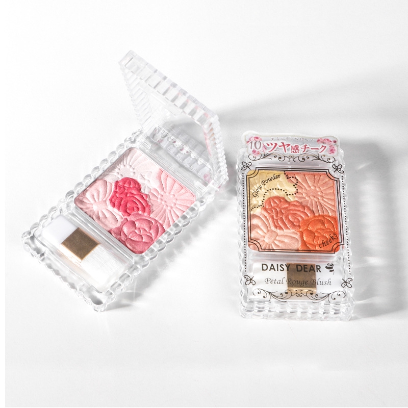 (Hàng Mới Về) Bảng Phấn Má Hồng 5 Màu Lấp Lánh Kèm Cọ Trang Điểm