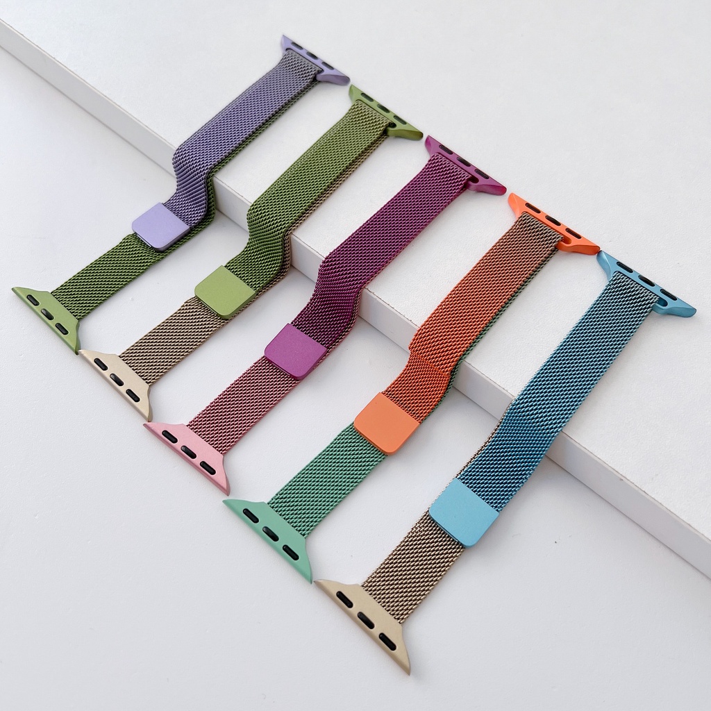 Dây Đeo Đồng Hồ Bằng Kim Loại Milan Mỏng Màu Gradient Kiểu Mới Cho iwatch7 Series 6/5/4/3/SE 41mm45mm Apple 40mm44mm 6 5 4 SE