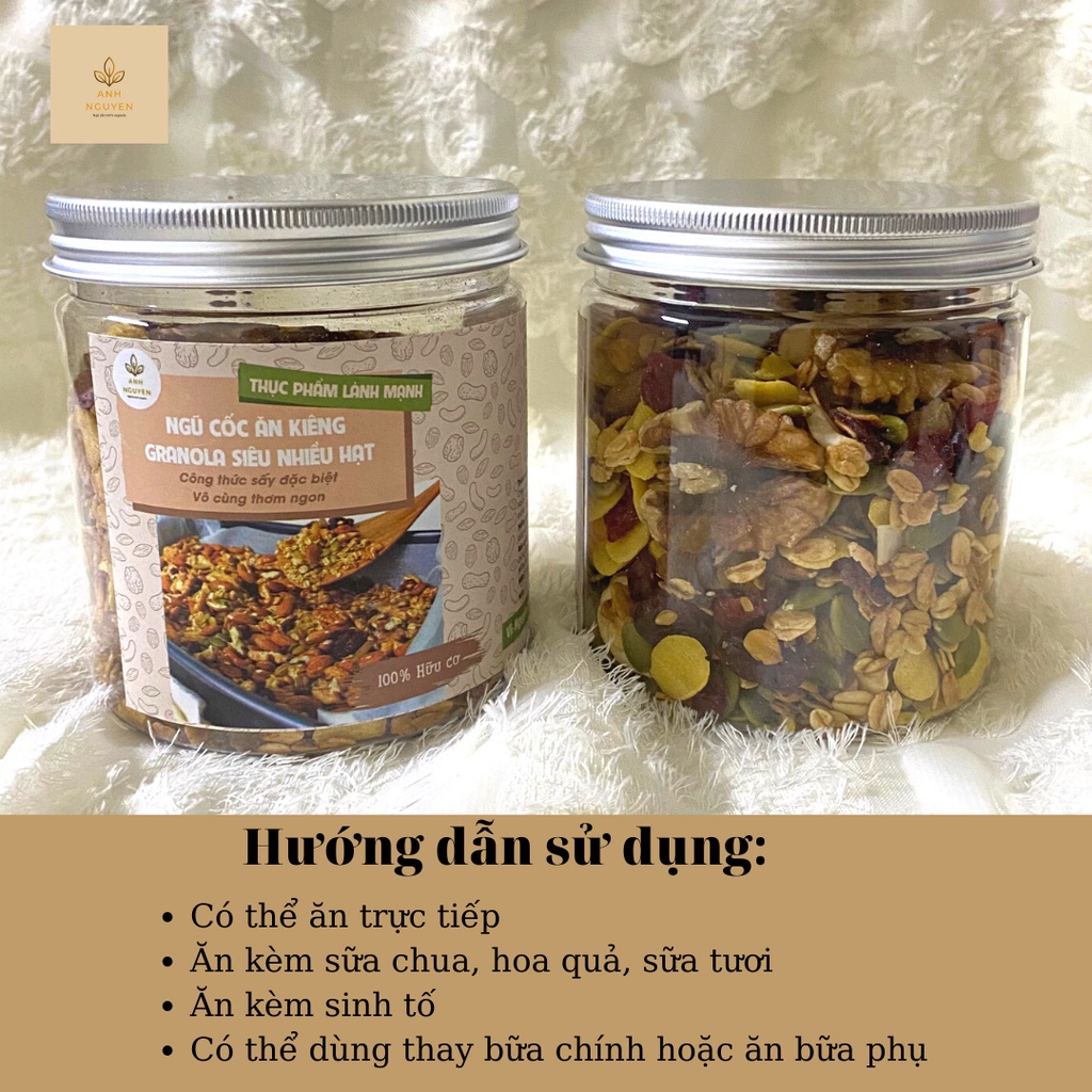 Sẵn hàng NGŨ CỐC GRANOLA HẠT CHIA SIÊU NHIỀU HẠT ĂN KIÊNG NƯỚNG MẬT ONG