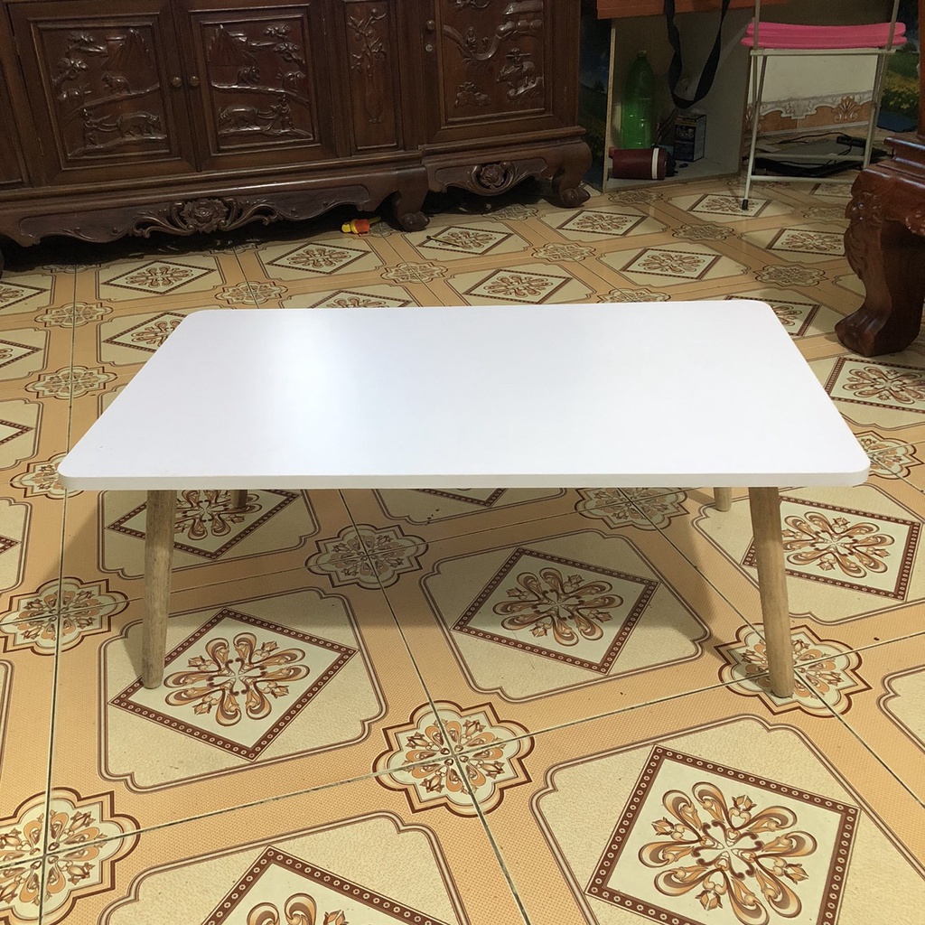 Bàn Trà Sofa chữ nhật, bo tròn chân gỗ phong cách hiện đại phù hợp với mọi loại ghế sofa lắp ráp dễ dàng không cần vít