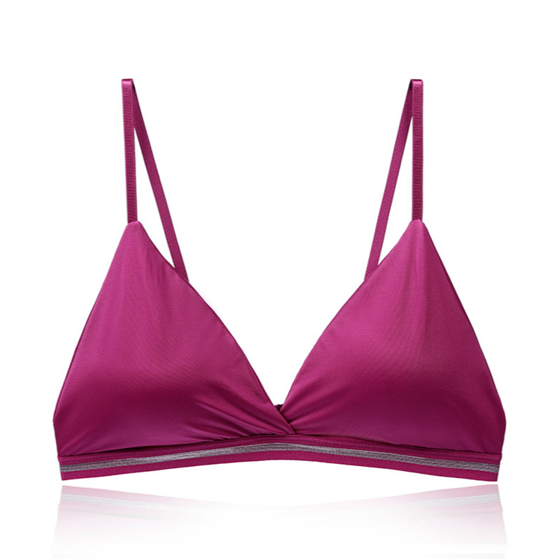 Áo ngực ZXYOUPING không gọng cúp tam giác lụa lạnh màu trơn size S-L thời trang mùa hè dành cho nữ