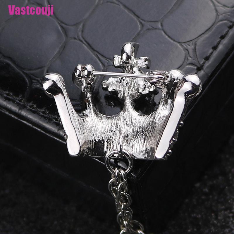 Ghim Cài Áo Hình Vương Miện Phối Dây Xích Tua Rua Thời Trang Cho Nam Và Nữ