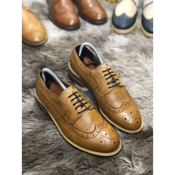 [Giày 2hand] [Size 41] [TonaShoe] Giày Tây Kiểu Dáng Wingtips Full Brouge Màu Vàng Nghệ