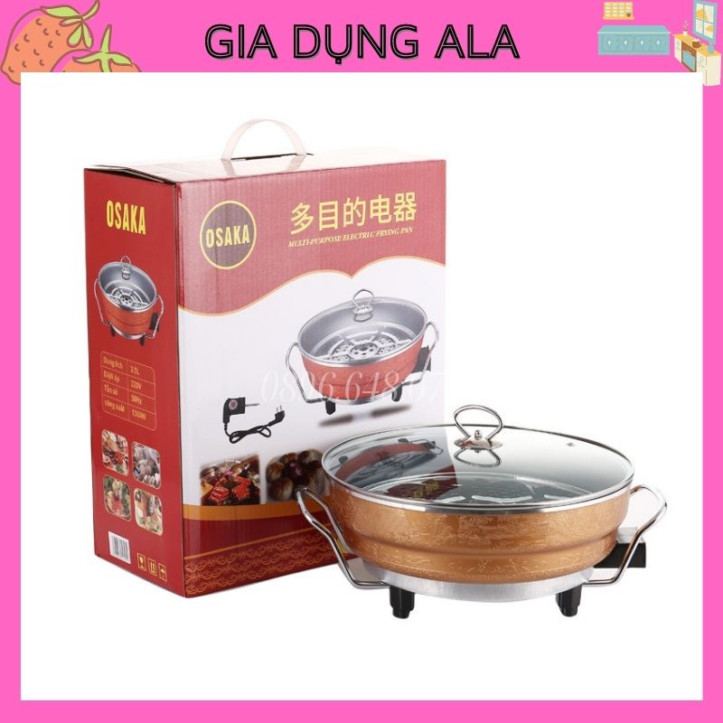 ✟♚Nồi Lẩu Điện Đa Năng Chống Dính Nhật Bản, Chảo An Toàn Cao Cấp Tặng Kèm Vỉ Hấp