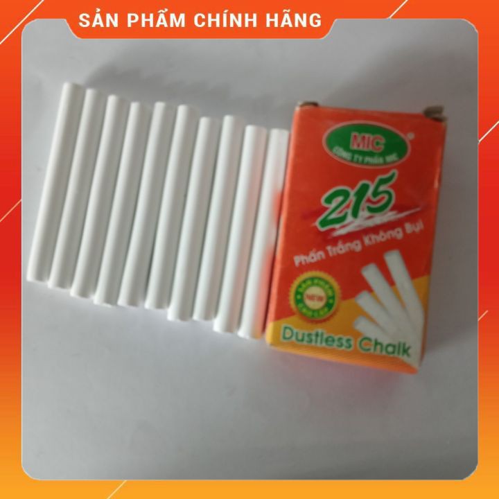 Phấn Mic Trắng, Phấn Màu Viết Bảng Không Bụi Hộp 10 Viên