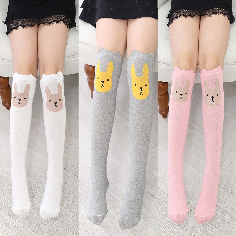 Vớ cotton dài họa tiết mèo xinh xắn cho bé