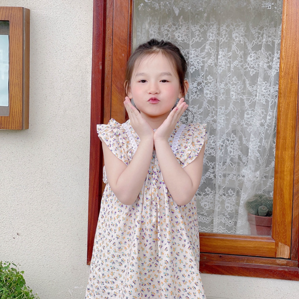 Váy bé gái, Váy kiểu tay bồng Dewkids hoa nhí cao cấp cho bé gái trend 2022 - VH03