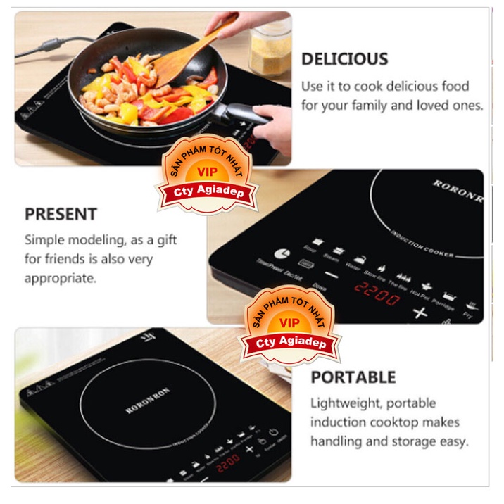 Bếp từ cao cấp RONRON 2200W siêu vip nấu siêu nhanh đạt chuẩn chất lượng Châu Âu- Giormani