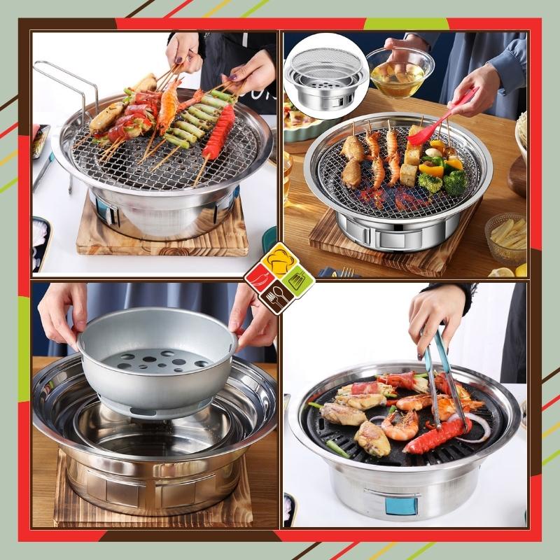 Bếp Nướng Than Hoa Không Khói BEHOME Bếp Nấu Lẩu BBQ Than Hoa Không Khói Cao Cấp [TẶNG KẸP + VỈ INOX THAY THẾ]