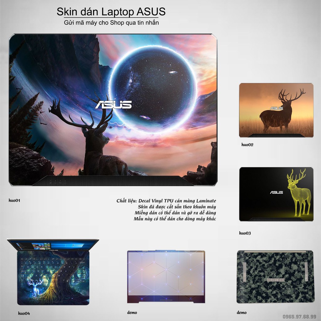 Skin dán Laptop Asus in hình Con hươu (inbox mã máy cho Shop)