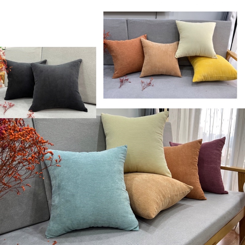 Gối Tựa Lưng Nhung Tăm, Gối Sofa Nhung Trơn Đơn Sắc Sang Trọng, Siêu Bền KT 45x45 Vỏ Tháo Rời
