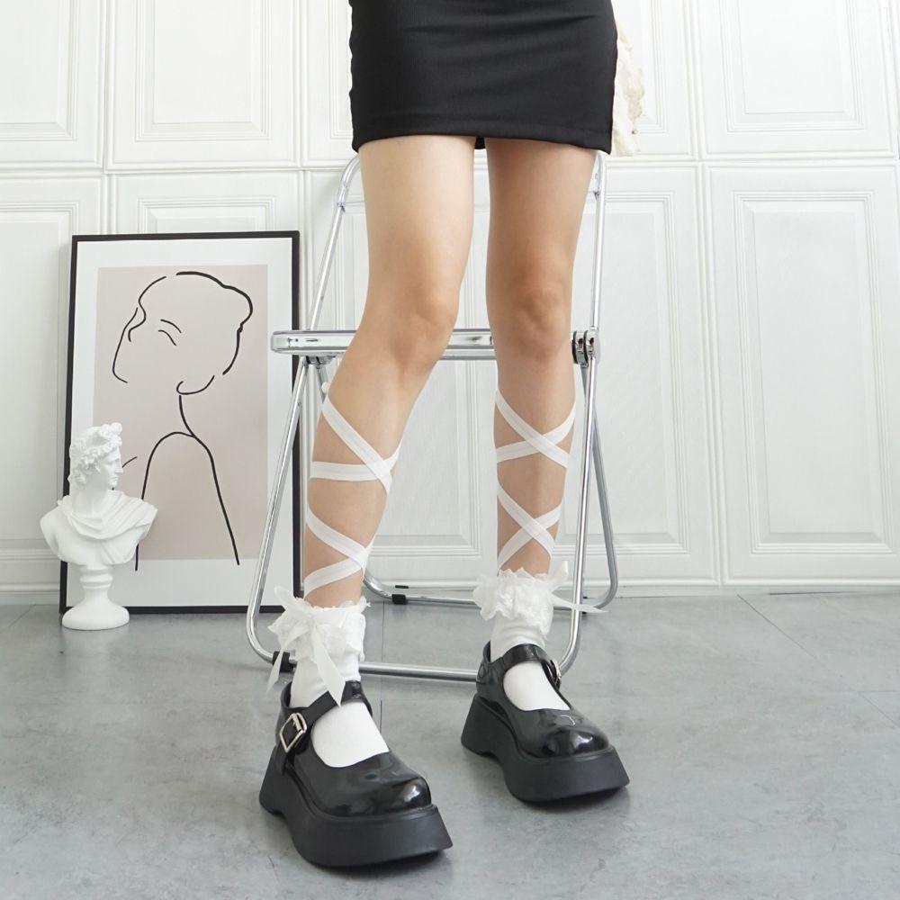 MXGOODS Đôi Vớ Phối Ren Đính Nơ Phong Cách Lolita Dành Cho Nữ