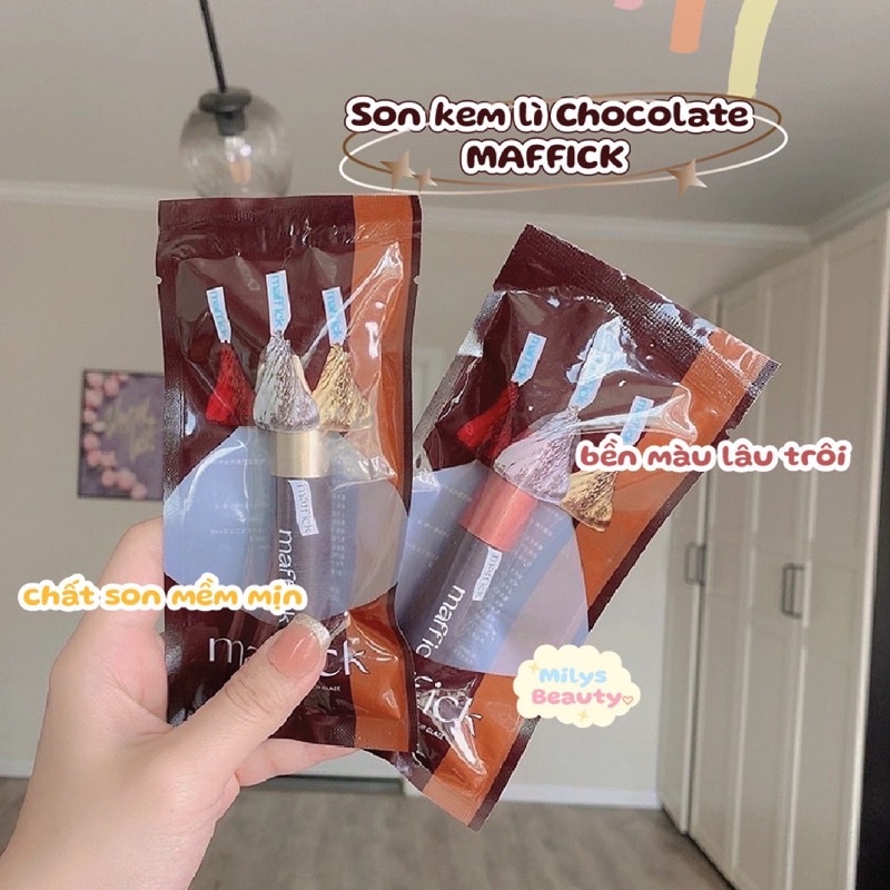 Son kem lì Maffick chocolate silky soft mist lip glaze bền màu lâu trôi, mềm mịn môi