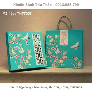 Bộ túi hộp đựng 4 bánh trung thu 200g - 250g THTT005