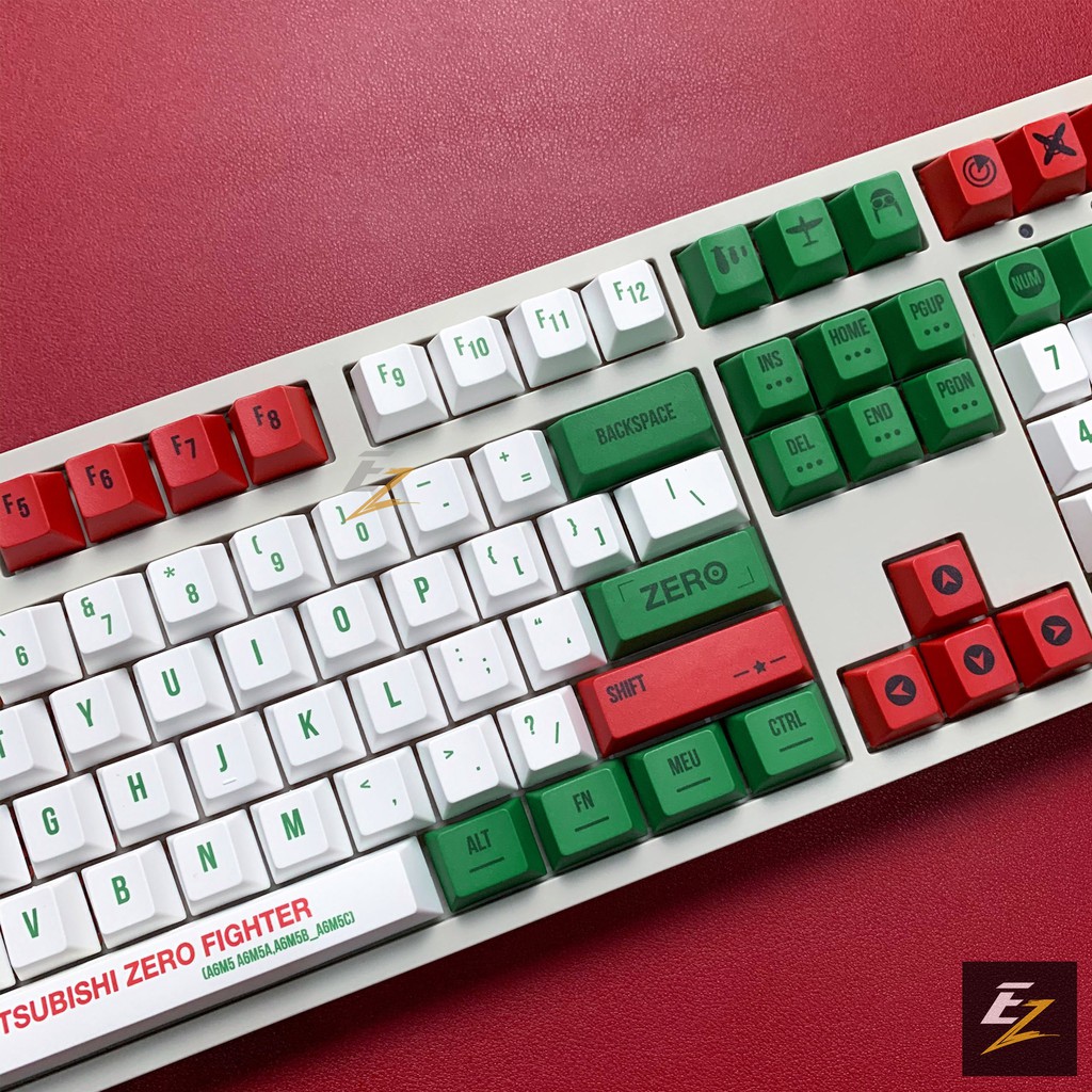 [Mã SKAMPUSHA7 giảm 8% đơn 250k]Keycap MITSUBISHI ZERO Thick PBT Dyesub 108 Phím Cherry Profile Của EZPC