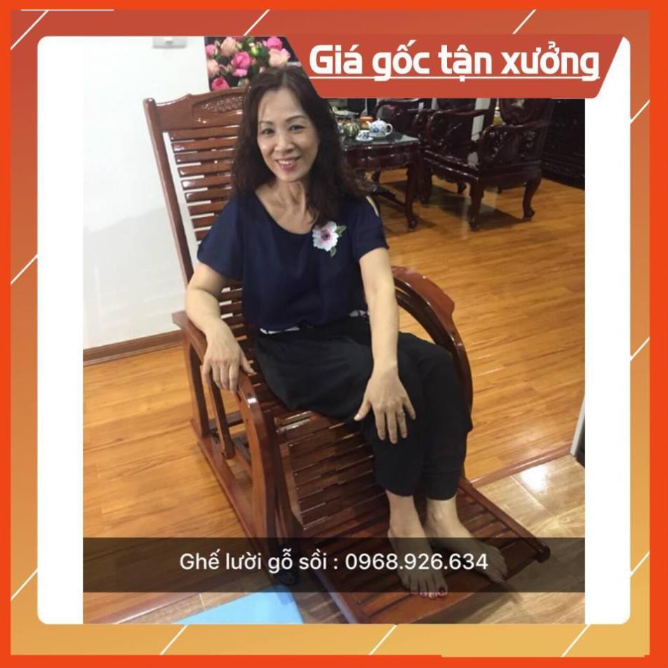 [Khuyến Mãi Sốc] Ghế thư giãn gỗ sồi, Ghế lười gỗ sơn PU màu cánh gián cao cấp