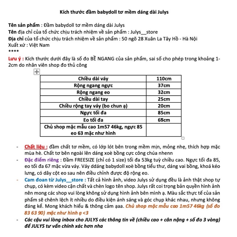 Đầm babydoll voan tơ dáng dài Julys (ảnh THẬT kèm video)