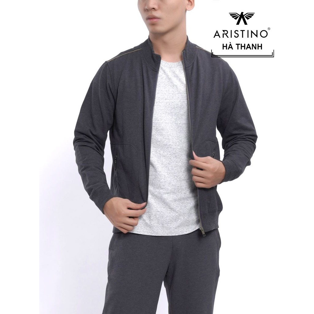 Áo Khoác Nỉ Aristino Đẹp Ajk033w7 Có 2 Màu Đen- Xanh Tím Than có S/M/L/XL