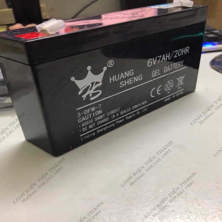 Bình Acquy 6V7ah/20HR Dành Cho Ô Tô Xe Máy Điện Trẻ Em , Quạt Tích Điện ....vv