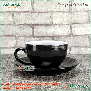 [220ml] Ly tách sứ uống cafe pha máy Cappuccino màu đen Gốm Bát Tràng