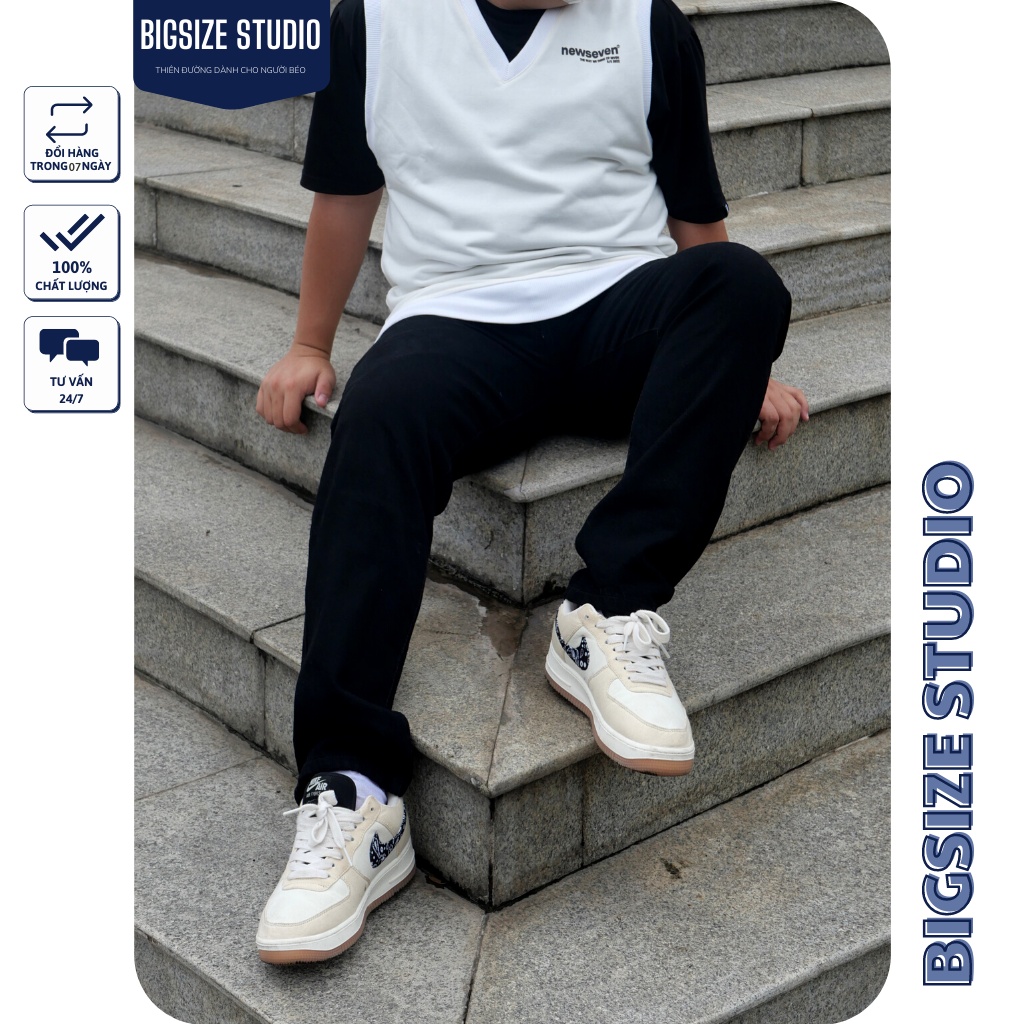 Quần jean nam BIGSIZESTUDIO ống suông rộng dáng baggy Siêu HACK DÁNG Dành Cho Người Béo