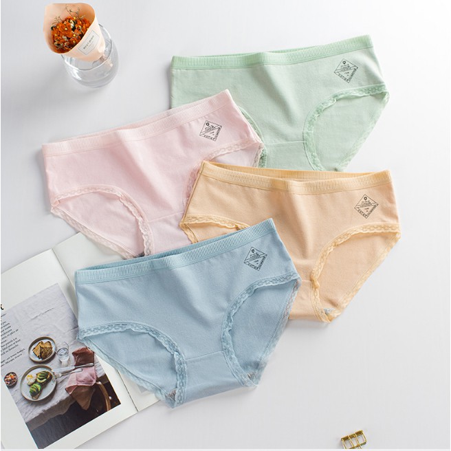 Quần lót nữ cotton cạp sọc kháng khuẩn thun lạnh dễ thương sexxy gợi cảm (8 màu) | BigBuy360 - bigbuy360.vn