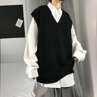 Áo len dáng Gile cổ tim unisex dáng rộng oversize (M-XXL)