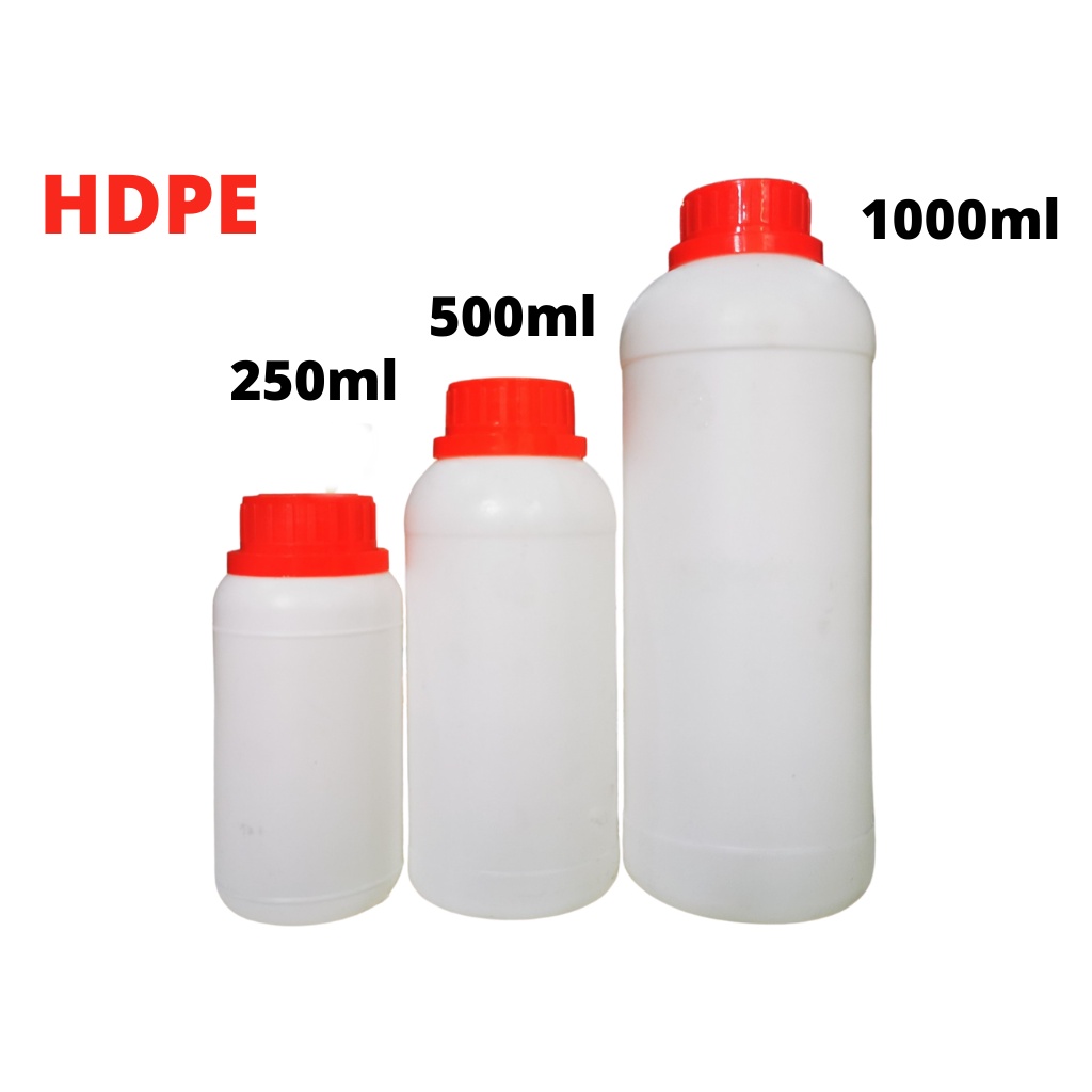 Bình Nhựa HDPE Trắng Nắp Vặn 250ml 500ml 1000ml Loại dày ,Bình Chứa Chất Lòng Hóa Chất