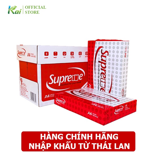 [GIAO NHANH] 1 REAM Giấy A4 SUPREME 70 gsm, 500 tờ, HÀNG CHÍNH HÃNG 100%, nhập khẩu THÁI LAN - GÍA RẺ