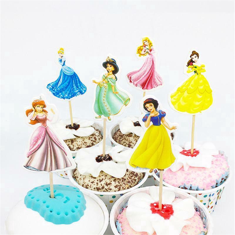 Set 24 que topper cắm trang trí bánh hình chuột Mickey/ Minnie/ Doraemon/ Hello Kitty xinh xắn