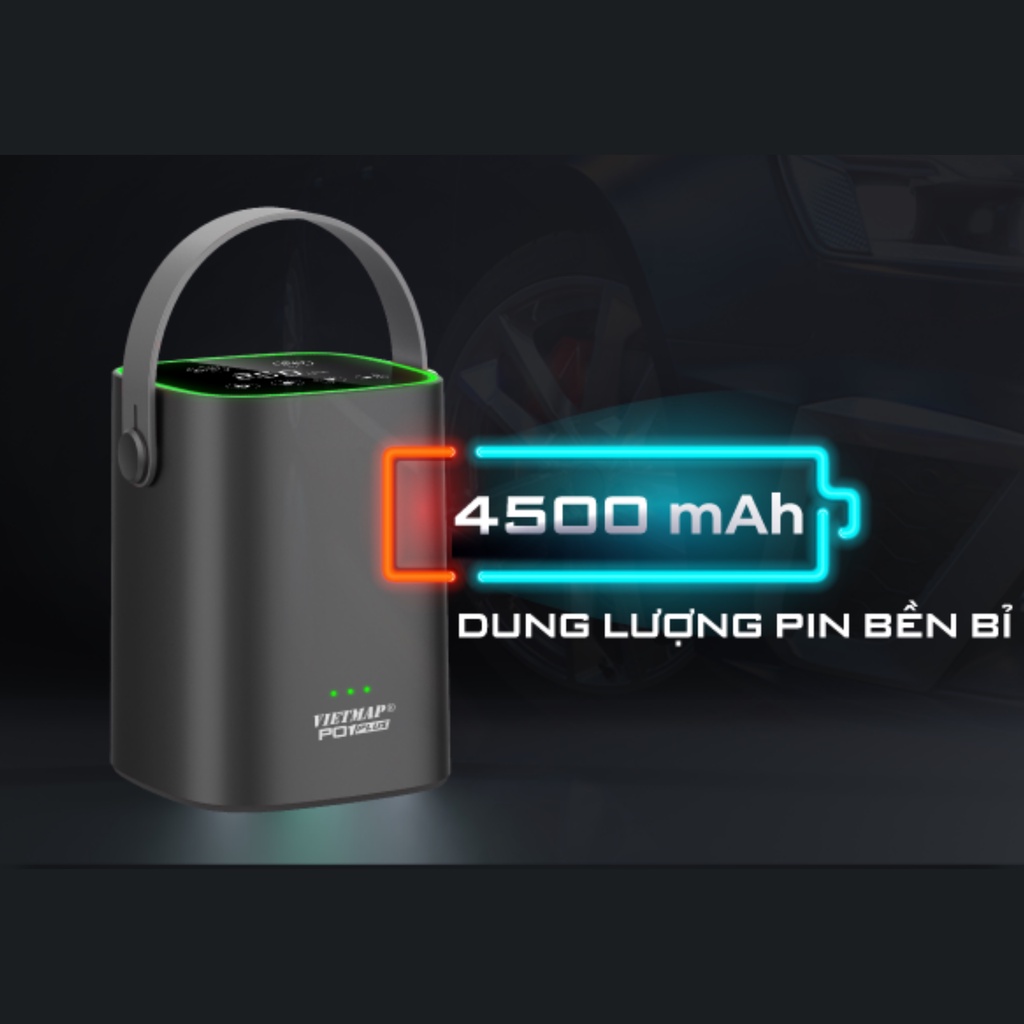 Bơm lốp Vietmap P01 Plus - Nút cảm ứng Tích hợp pin 4500mAh - Hàng chính hãng