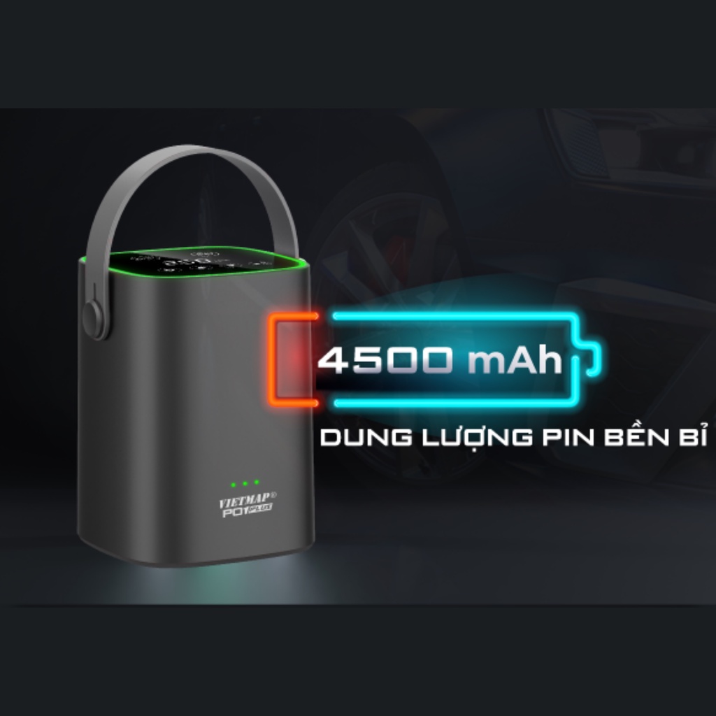 VIETMAP P01 Plus - Bơm Lốp Điện Tử Thông Minh Pin 4500mAh - HÀNG CHÍNH HÃNG