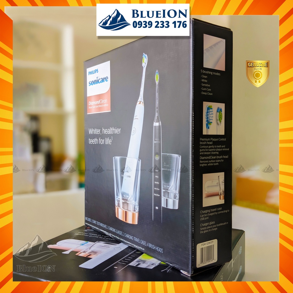 [Mã 155FMCGSALE giảm 7% đơn 500K] Bộ đôi bàn chải điện Philips Sonicare DiamondClean Classic (Hàng Mỹ)