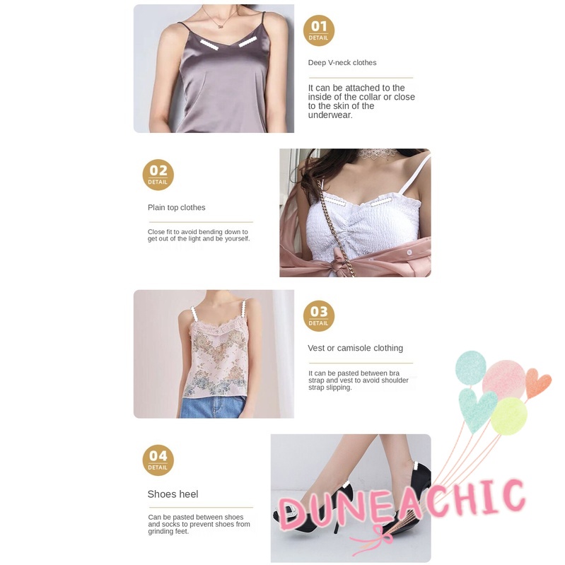Set 36 Miếng Dán Cố Định Cổ / Vai Vô Hình Trong Suốt Không Trơn Chống Ánh Sáng