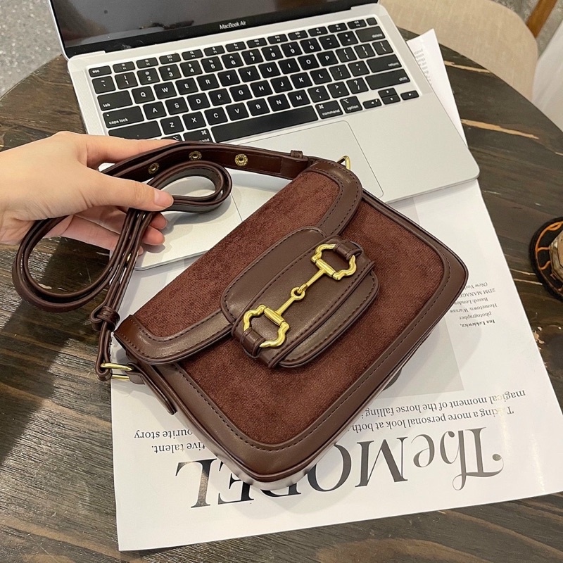 Túi Hà Hồ phối da lộn hàng Quảng Châu không hộp