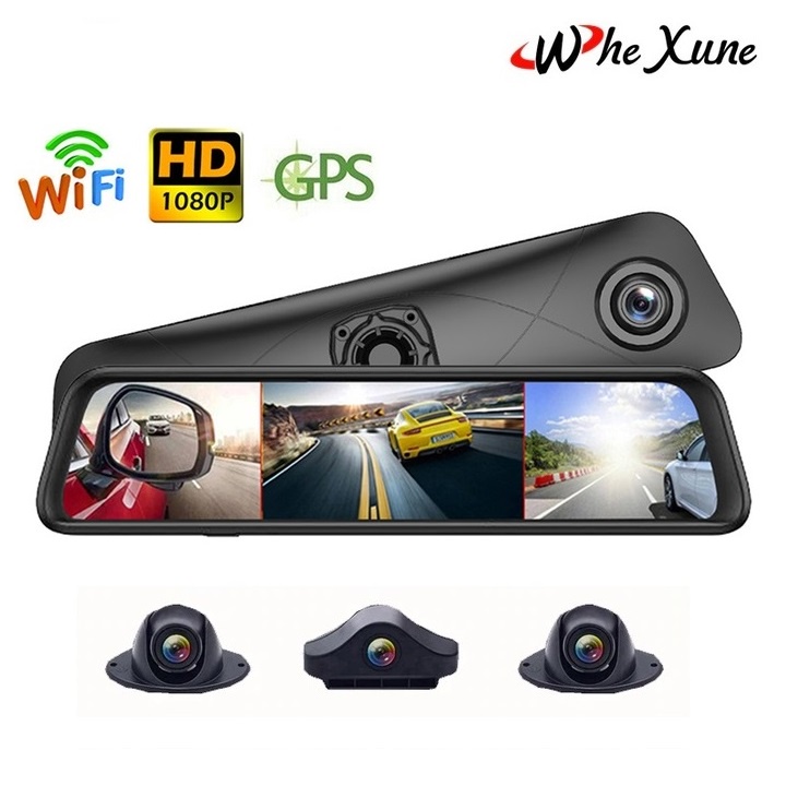 Camera hành trình 360 độ lắp gương ô tô Whexune K960 - Hiển thị đồng thời 4 camera 1 lúc - Ram: 2GB, Rom: 32GB