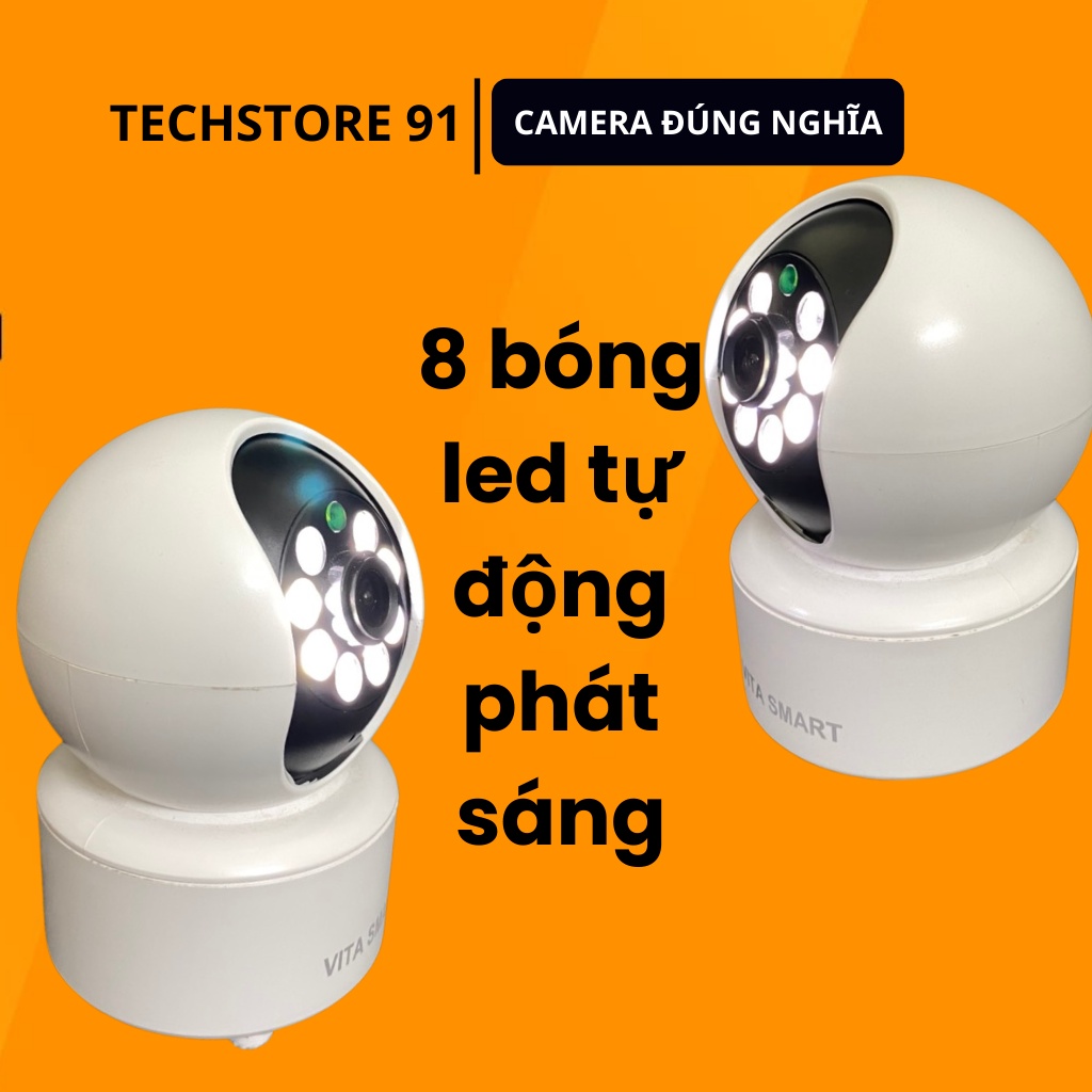 Camera wifi chống trộm thông minh VITASMART , báo động bằng âm thanh tự thu âm, có đèn led trợ sáng ban đêm TECHSTORE91