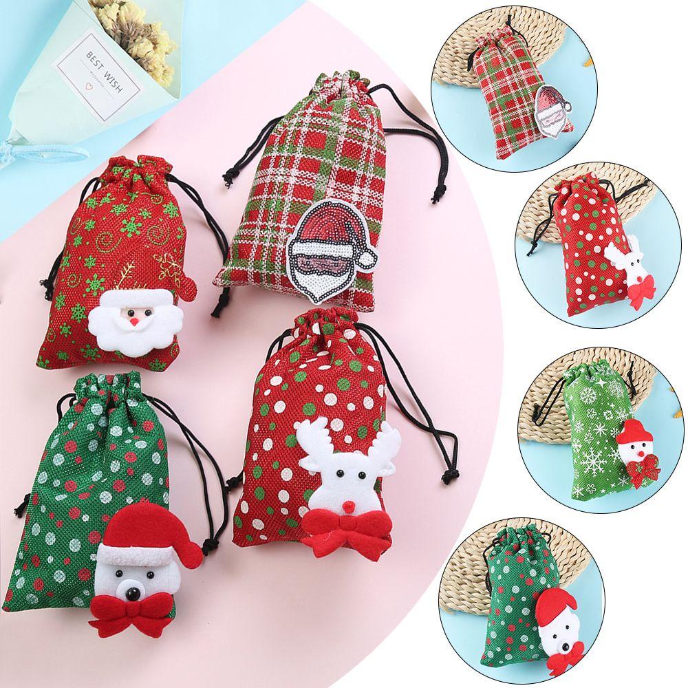 Túi Dây Rút Đựng Tiền Xu / Kẹo Hình Ông Già Noel Thời Trang