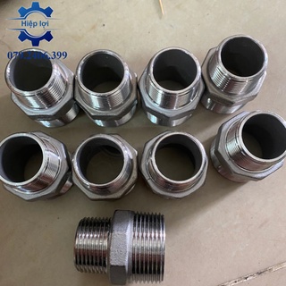 Kép inox 304 ren 42/49/60 - nối 2 đầu ren ngoài inox - cút nối inox các thiết bị hơi, khí, hóa chất...
