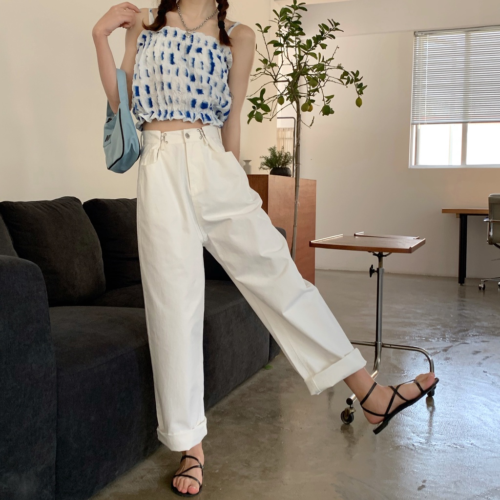 NRVP Quần Jeans Nữ Ống Rộng Thời Trang Hàn Quốc