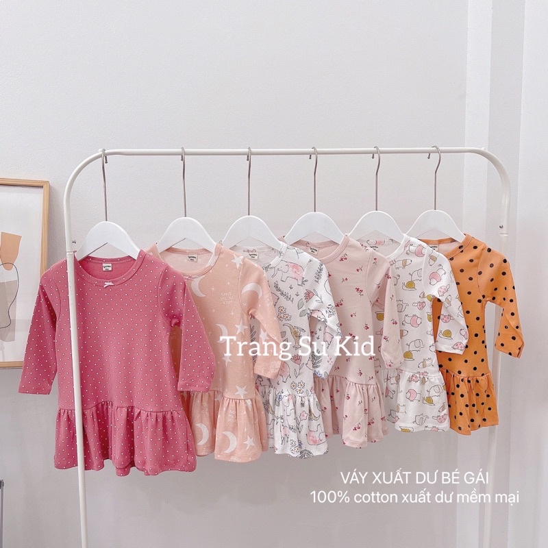 VÁY ĐUÔI CÁ DÀI TAY, VÁY COTTON THU ĐÔNG CHO BÉ GÁI.